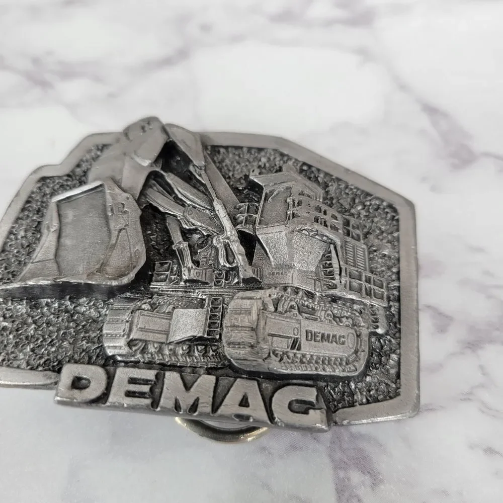 Demag Front Power Shovel Excavator Mining Mine 1980s Vintage Belt Buckle